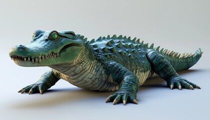 Fototapeta premium Crocodile On A White Background With Clipping Path Included For Easy Editing And Removal Of Background, Perfect For Various Design Projects.