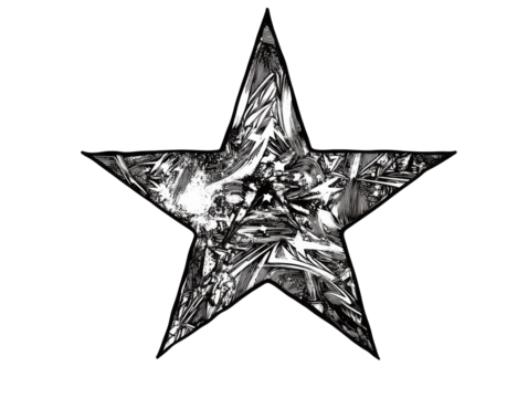 Unique artistic star design with intricate details