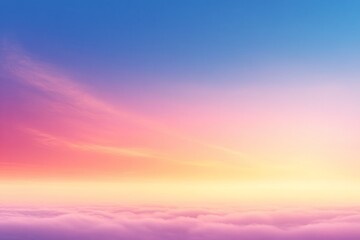 Obraz premium Pastel sunset sky above soft clouds, aerial background