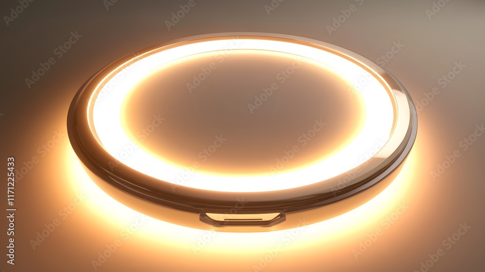Poster illuminated circular golden object with central light