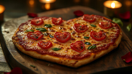 Heart-shaped pizza