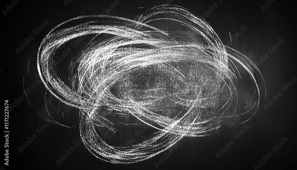 Poster monochrome rustic chalk drawing on blackboard background with shabby white frame. rusted effect and 