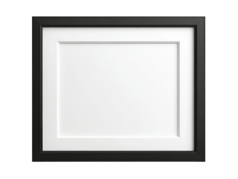 Sleek black bordered empty frame indoors