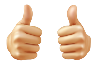 Two thumbs up signifying approval and positivity
