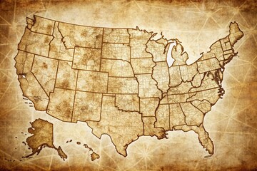 Vintage Style Map of USA: Detailed Cities & Towns