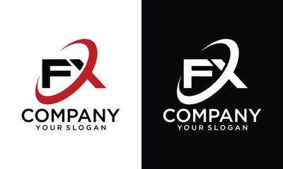 Creative FX F X letter logo design. Initial letter FX linked circle uppercase monogram logo red and black. FX logo, F X design. fx, f x