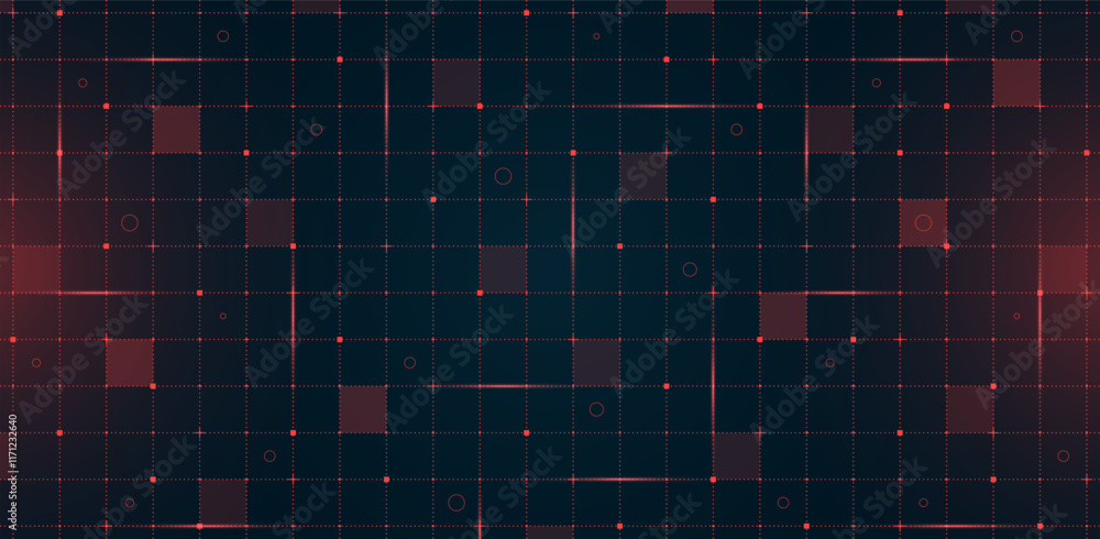 Poster futuristic vr hud interface digital grid and mesh pattern. hi tech gui visor layout featuring red li