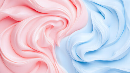 Obraz premium Pink and blue cream swirls background texture for cosmetic or food advertising.