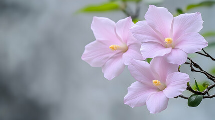 Pink Hibiscus Flowers Blooming Closeup, Garden Background, Nature Photography, Website Banner.