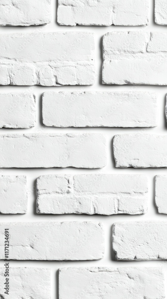 Poster displaying a smooth white brick wall texture suitable for various design projects and creative backd