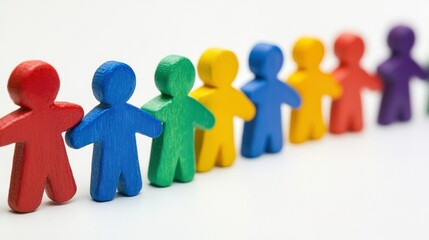 Colorful Wooden Figures in Supportive Arrangement