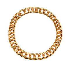 Obraz premium Round gold chain isolated on transparent background