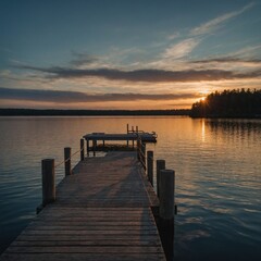 Fototapeta premium Leonardo_Kino_XL_Evening_on_the_Dock_A_tranquil_dock_scene_wit_0