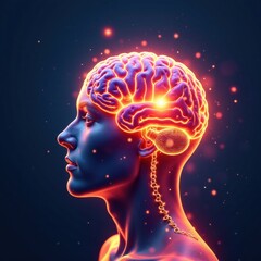 Obraz premium Imagery of a glowing mind with swirling thoughts and ideas floating around it, imagination, abstract thinking