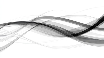 Obraz premium Abstract grayscale wavy lines flowing smoothly on white background.