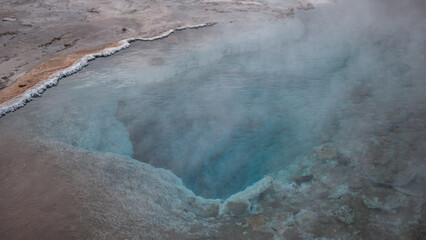Geysir hot springs. Iceland Haukadalur Valley. 