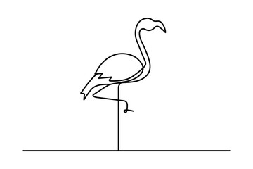 Flamingo bird continuous one line drawing of outline vector illustration