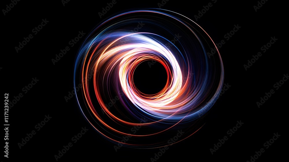 Poster abstract swirling light trails forming a circular pattern