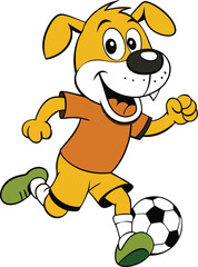 happy dog playing football vector silhouette