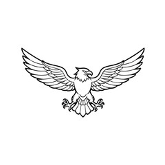 Obraz premium Fierce Eagle Line Art Illustration with Outstretched Wings