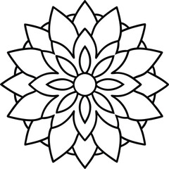 Coloring page line art flower mandala illustration