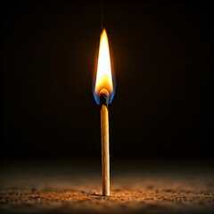 burning match on black background