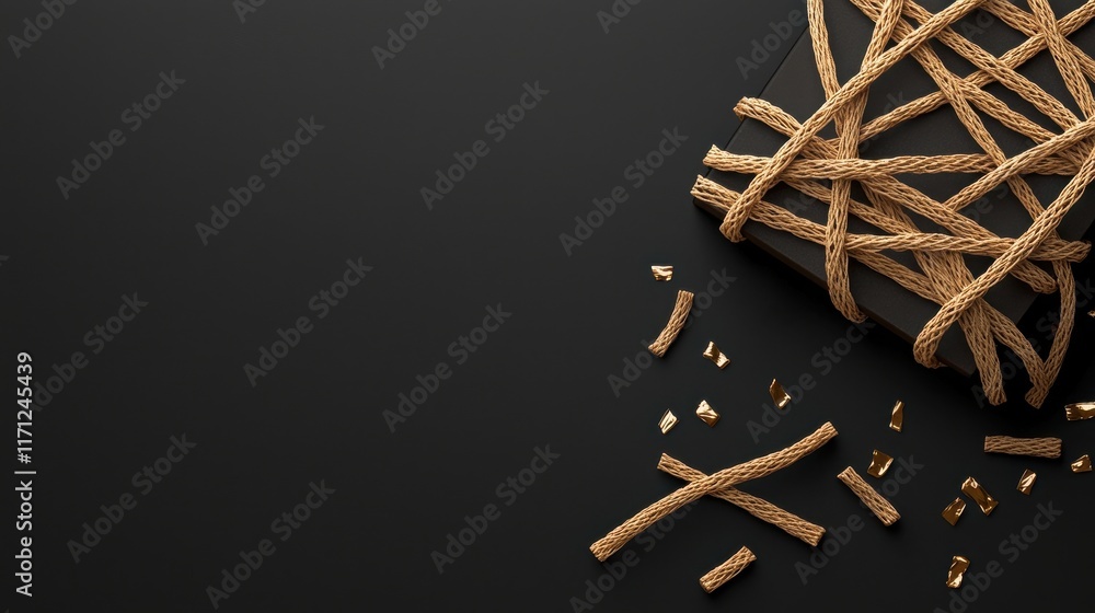 Poster artistic string pattern on premium merchandise design studio setting close-up view creative concept 