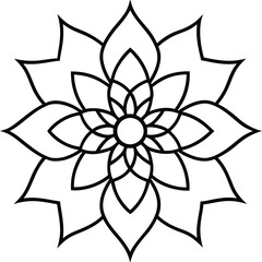 Coloring page line art flower mandala illustration