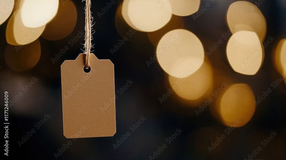 Poster retrostyle paper tag design studio setting photography warm bokeh background close-up view vintage c
