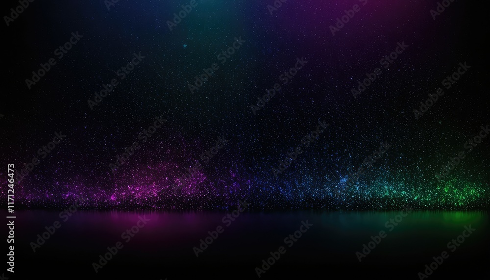 Poster 3d render of a network communications background with rainbow coloured digital particles 1