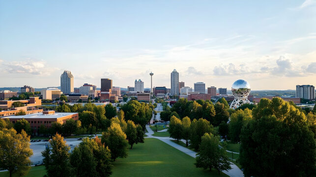 Springfield Missouri Skyline Sunset Aerial View.