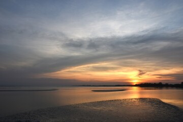 landscape of sea on sunset at Son beach travel location in Thailand   