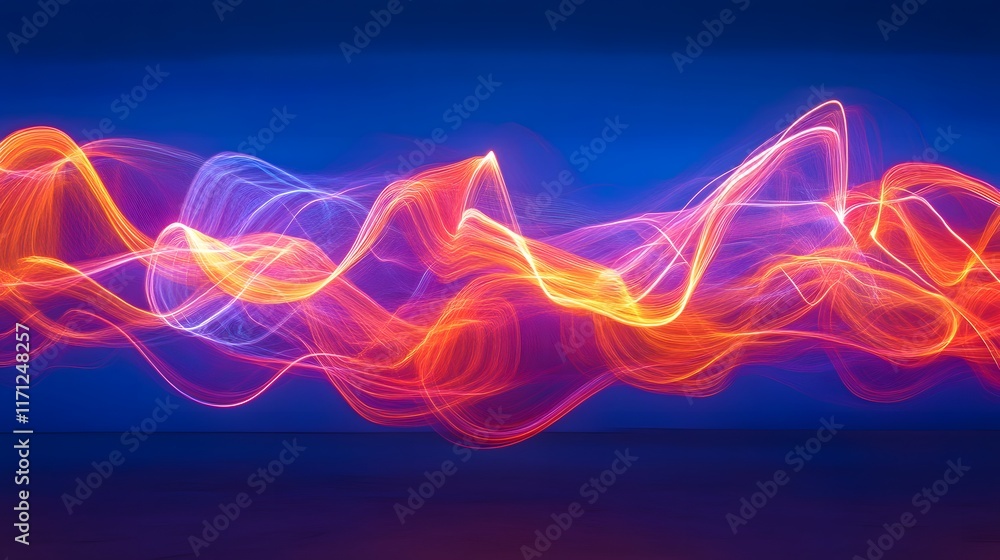 Poster abstract waves of light energy flowing dynamically