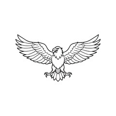 Fototapeta premium Fierce Eagle Line Art Illustration with Outstretched Wings