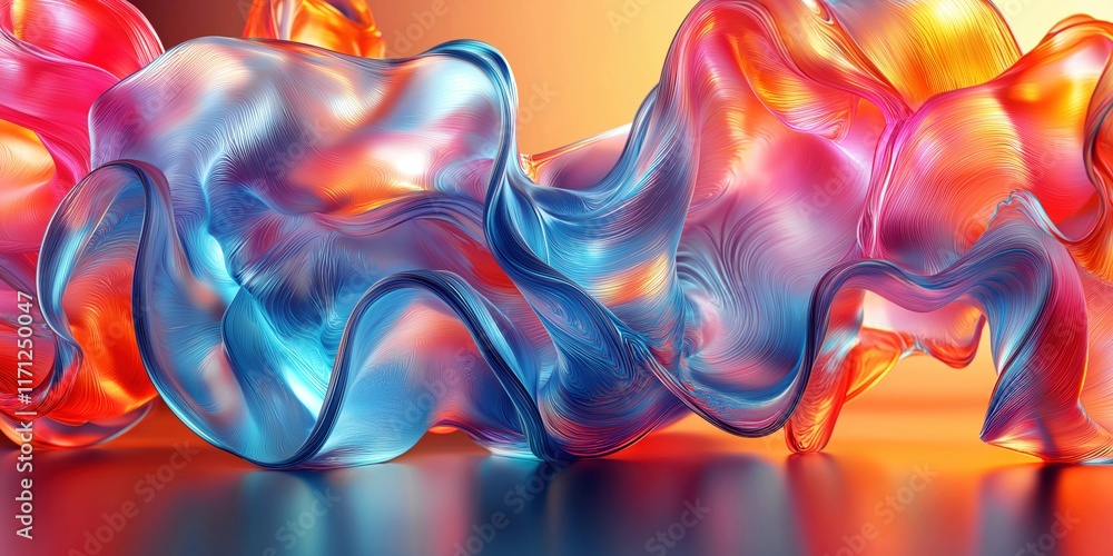 Poster colorful abstract waves in vibrant blue and orange tones create a dynamic visual experience.
