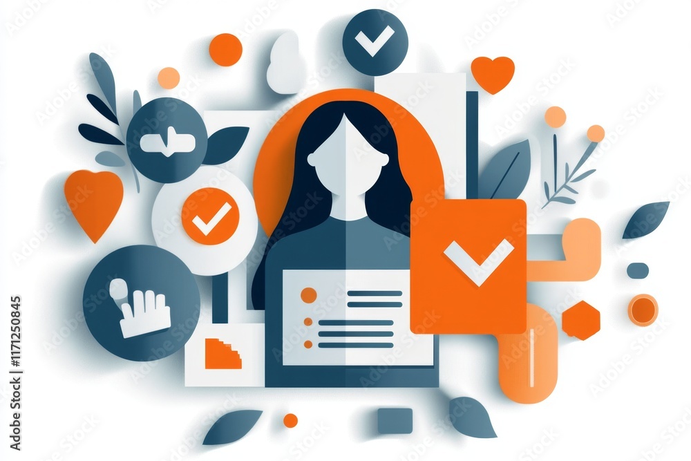 Poster a flat design of a clipboard with a resume icon and a checkmark, set against a plain white backgroun