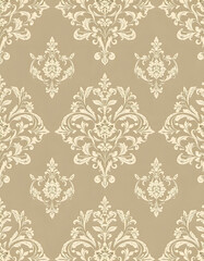 French vintage damask pattern. Delicate white floral seamless design. Hand-drawn home decor wallpaper. Classic farmhouse print, collage style