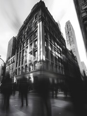 Fototapeta premium A busy city street with a large building in the background