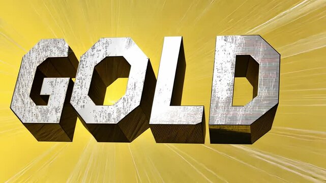 Gold text animation on yellow background
