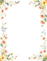Fototapeta premium Watercolor seamless border with vintage bird, rabbit and foliage. Repeatable long frame for creative design, papercraft, with white tones