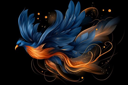 A Klimt-style illustration of a mythical phoenix, with vibrant feathers intertwined with swirling gold patterns