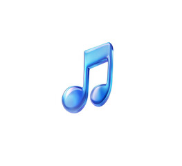Blue 3D musical note icon illustration with a glossy finish, representing music, sound, and melody in a modern, digital style. Isolated on transparent background, png.