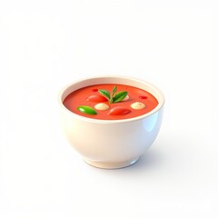 Bowl of soup with fresh ingredients on a white background