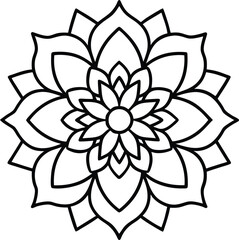 Coloring page line art flower mandala illustration