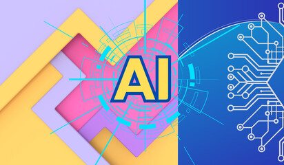 Interactive artificial intelligence technology. Generative artificial intelligence. Deep machine...