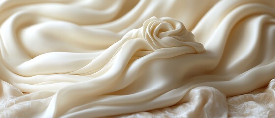 Obraz premium Creamy silk fabric draped with a rose.