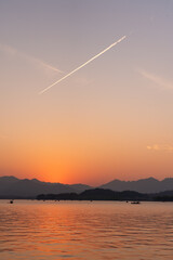 Sunset over West Lake, Hangzhou, China