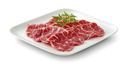 Sizzling shabu beef and pork on a white background gourmet food presentation modern kitchen culinary concept