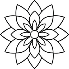 Coloring page line art flower mandala illustration