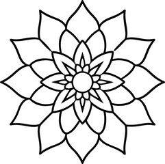 Coloring page line art flower mandala illustration